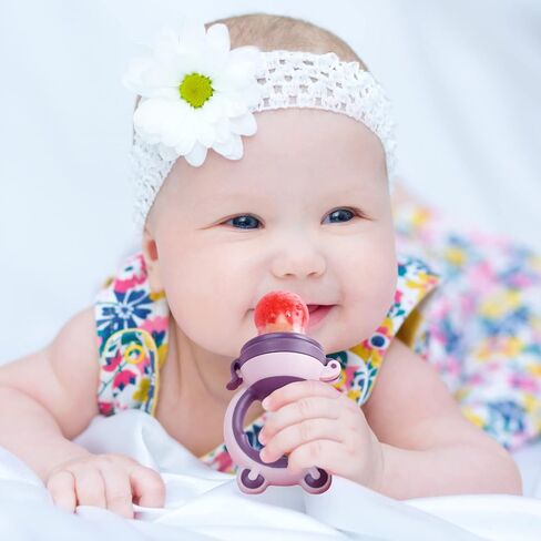Baby Solids/Frozen Fruit Feeder Pacifier, Infant Teether Toy 4M+, BPA-Free Silicone Pouch & Nipple, Safely Introduce Solids, Teething Relief, 2-Pack in Saudi Arabia