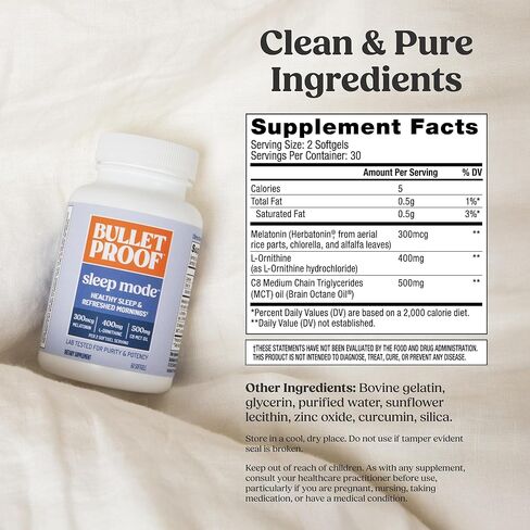 Bulletproof Sleep Mode Softgels, 60 Count, Supplement with Brain Octane C8 MCT Oil to Support Sleep in Saudi Arabia