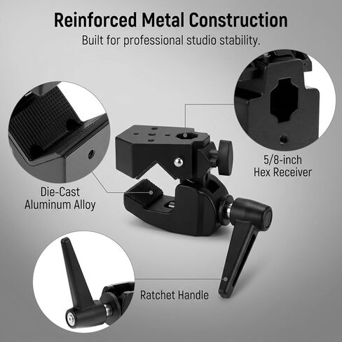 QWORK Universal Super Clamp with 5/8" Standard Stud for Photography Studio, Video Camera, and Lighting Support in Kuwait