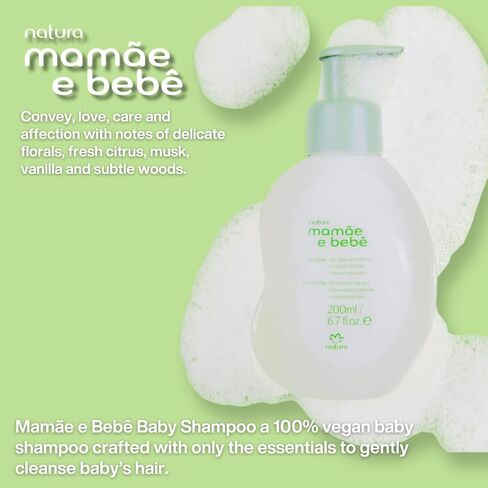 Natura - Mamãe e Bebê Baby Shampoo with Refill - 100% Vegan - Safe & Gentle Formula - 98.4% Natural Origin - All Skin Types - Cruelty Free - Brazilian Beauty - Baby Essentials - 6.7 fl oz (200ml) in Kuwait