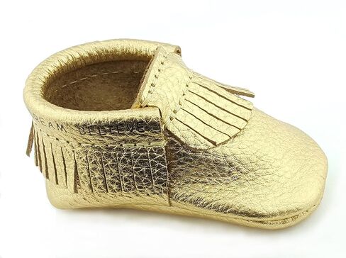 Classic Baby Leather Moccasins in Metallic Gold Size 3 in Saudi Arabia