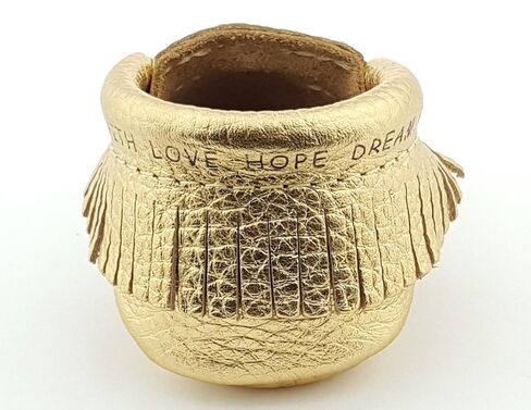 Classic Baby Leather Moccasins in Metallic Gold Size 3 in Saudi Arabia