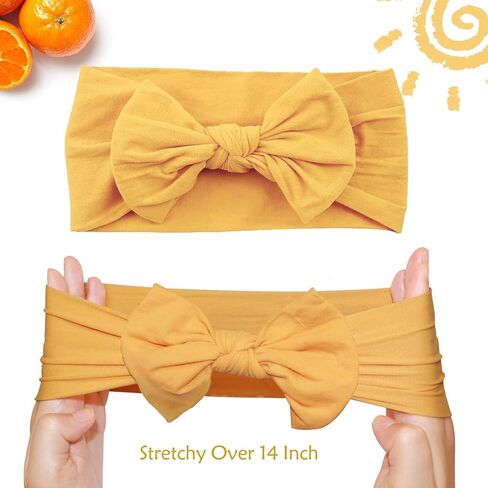 ALinmo 25PCS Baby Nylon Headbands Soft Baby Headbands with Hair Bows | Soft Stretchy Hairbands Hair Bow Elastics for Newborn Baby Girls Infants Toddlers Kids in Saudi Arabia