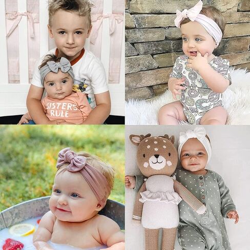 ALinmo 25PCS Baby Nylon Headbands Soft Baby Headbands with Hair Bows | Soft Stretchy Hairbands Hair Bow Elastics for Newborn Baby Girls Infants Toddlers Kids in Saudi Arabia