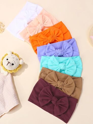 ALinmo 25PCS Baby Nylon Headbands Soft Baby Headbands with Hair Bows | Soft Stretchy Hairbands Hair Bow Elastics for Newborn Baby Girls Infants Toddlers Kids in Saudi Arabia