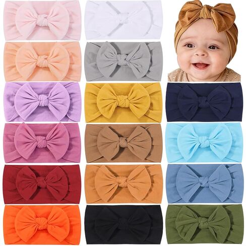 ALinmo 25PCS Baby Nylon Headbands Soft Hairbands Hair Bow Elastics for Baby Girls Newborn Infant Toddlers Kids in Saudi Arabia