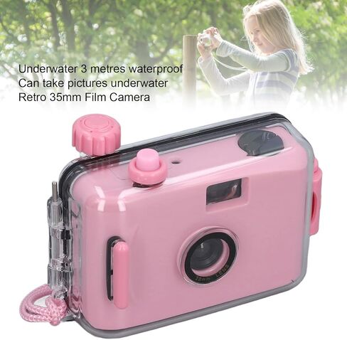 Zerodis 35mm Film Camera, Film Camera ABS Simple Shutter Speed 1/100s F/9 28MM Lens Lightweight Retro for Snorkeling (Light Pink) in Saudi Arabia