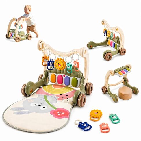 Baby Walker with Tummy Time Mat and Stroller Toys-Sit-to-Stand Walker for Baby Development-Ideal Baby Push Walker and 6-Month-Old Baby Must-Haves-Fun Learning Playtime in Saudi Arabia