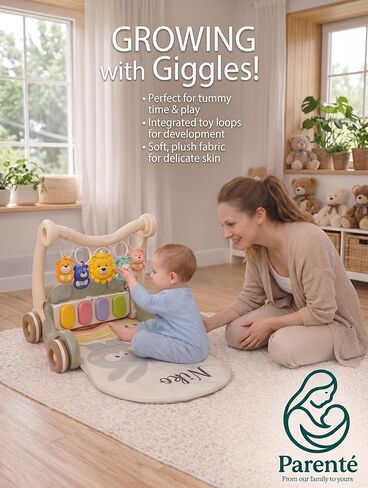 Baby Walker with Tummy Time Mat and Stroller Toys-Sit-to-Stand Walker for Baby Development-Ideal Baby Push Walker and 6-Month-Old Baby Must-Haves-Fun Learning Playtime in Saudi Arabia