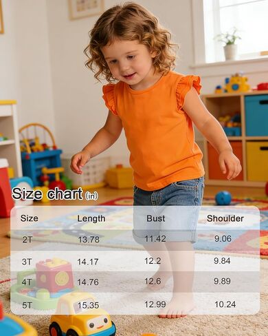 Toddler Girl Shirts Ruffle Sleeves Soft Cotton Tops Baby Tee Casual Plain Girls Tshirts Kids Clothes 2-5T in Kuwait