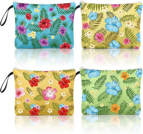 4 Pack Hawaiian Wet Dry Bags for Swimsuit Travel Beach Diaper Bag Waterproof Makeup Zipper Pouch with Handle Hawaii Flower Palm Leaves Cosmetic Toiletry Pouch for Women Gifts, Pool, Gym in Kuwait