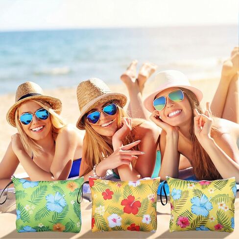 4 Pack Hawaiian Wet Dry Bags for Swimsuit Travel Beach Diaper Bag Waterproof Makeup Zipper Pouch with Handle Hawaii Flower Palm Leaves Cosmetic Toiletry Pouch for Women Gifts, Pool, Gym in Kuwait