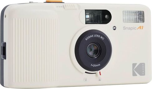 كاميرا فيلم Kodak Snapic A1 مقاس 35 مم (أبيض عاجي) مع لفة من فيلم ذهبي 200 وبطاريات وحزمة قماش للتنظيف من الألياف الدقيقة in Kuwait