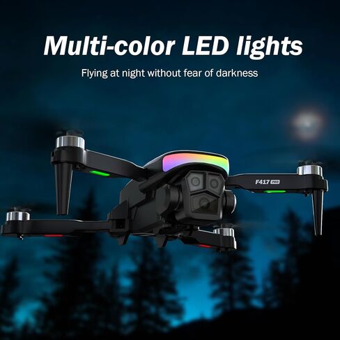F417PRO Drone with Camera 1080P for Adults Kids, Mini Drone with Screen, Adult Drone, Dual 90° Lens, LED Lights, Optical Flow, Modular Battery, Beginner Drone, One Key Start, Headless, 3D Flip, Case in Kuwait