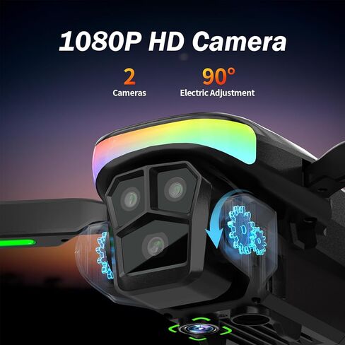 F417PRO Drone with Camera 1080P for Adults Kids, Mini Drone with Screen, Adult Drone, Dual 90° Lens, LED Lights, Optical Flow, Modular Battery, Beginner Drone, One Key Start, Headless, 3D Flip, Case in Kuwait
