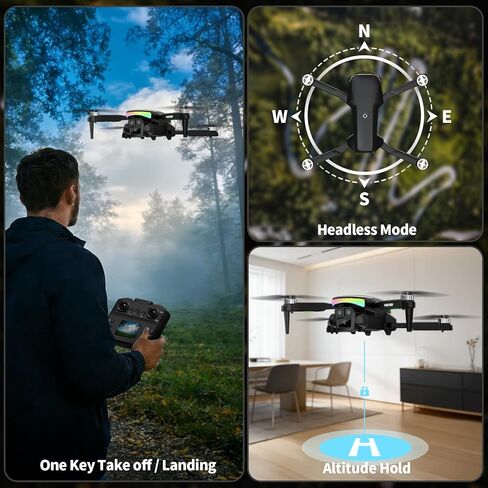 F417PRO Drone with Camera 1080P for Adults Kids, Mini Drone with Screen, Adult Drone, Dual 90° Lens, LED Lights, Optical Flow, Modular Battery, Beginner Drone, One Key Start, Headless, 3D Flip, Case in Kuwait