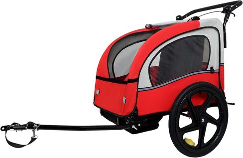 2-in-1 Double 2 Seat with 5-Point Safety Harnesses Bicycle Bike Trailer Jogger Stroller for Kids Children Foldable Collapsible w/Pivot Front Wheel, Storage Bag in Kuwait