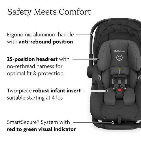 عربة الركض UPPAbaby Ridge V2 All-Terrain ذات 3 عجلات + نظام السفر لمقعد السيارة للرضع Aria V2 - مجموعة عربة الأطفال حديثي الولادة إلى الأطفال الصغار، قاعدة مقعد السيارة متضمنة، إطارات غير مسطحة - جيمس + جيك (أسود) in Kuwait