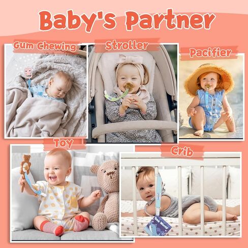 babygoal Floral Pacifier Clips, 6 Pack Binky Paci Holder Clips Leashes Fits for Most Baby Pacifiers and Binkies in Kuwait