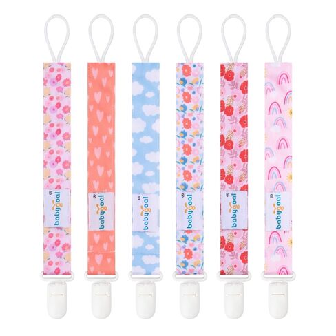 babygoal Floral Pacifier Clips, 6 Pack Binky Paci Holder Clips Leashes Fits for Most Baby Pacifiers and Binkies in Kuwait