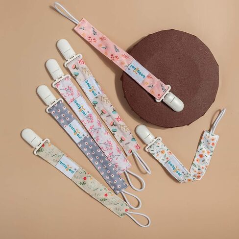 babygoal Floral Pacifier Clips, 6 Pack Binky Paci Holder Clips Leashes Fits for Most Baby Pacifiers and Binkies in Kuwait