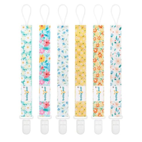 babygoal Floral Pacifier Clips, 6 Pack Binky Paci Holder Clips Leashes Fits for Most Baby Pacifiers and Binkies in Kuwait