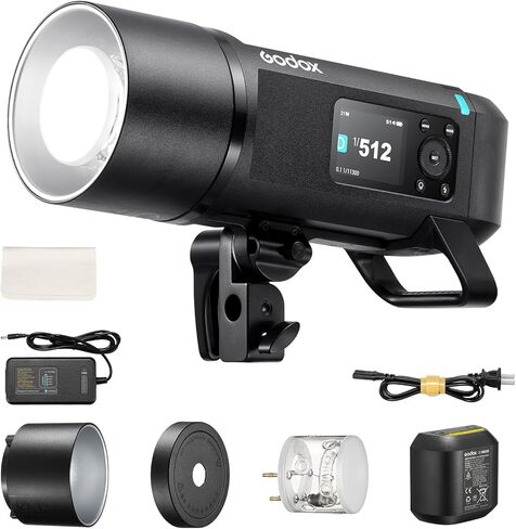 Godox AD800 Pro AD800Pro فلاش ستروب خارجي، محمول 800Ws 2.4G TTL 1/8000 HSS Monolight، إعادة تدوير 0.01-1.5s، مصباح تشكيل LED 40W، GODOX AD 800 Pro مع بطارية قابلة للشحن وحامل بوينز in Kuwait