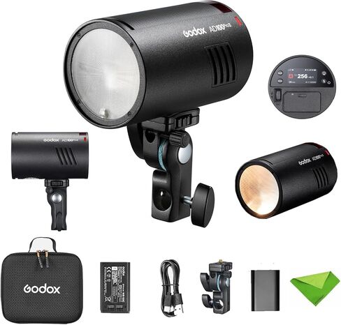 فلاش Godox AD100 Pro II AD100Pro II 100Ws، 490 ومضات طاقة كاملة، إعادة تدوير 0.01-1.5s، ضوء نموذج LED 2W، 1/8000s HSS، 2.4G لاسلكي، ستروب فلاش الجيب لكاميرات DSLR (ترقية Godox AD100 Pro) in Kuwait
