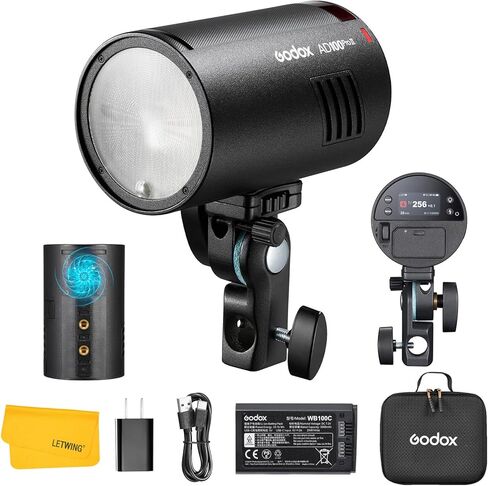 Godox AD100 Pro II AD100ProII جيب فلاش ستروب، 100Ws 2.4G TTL Strobe Light HSS 1/8000s، مزامنة بلمسة واحدة مع X3/X3Pro، بطارية ليثيوم أيون 2850 مللي أمبير، 490 ومضة طاقة كاملة، 10 مستويات سطوع in Kuwait