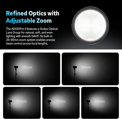 Godox AD100 Pro II AD100ProII جيب فلاش ستروب، 100Ws 2.4G TTL Strobe Light HSS 1/8000s، مزامنة بلمسة واحدة مع X3/X3Pro، بطارية ليثيوم أيون 2850 مللي أمبير، 490 ومضة طاقة كاملة، 10 مستويات سطوع in Kuwait