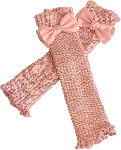 Knit Leg Warmers with Bow for Girls Soft Breathable Loose Socks Fashionable Warm Socks Suitable for 3-10 Years Old in Kuwait