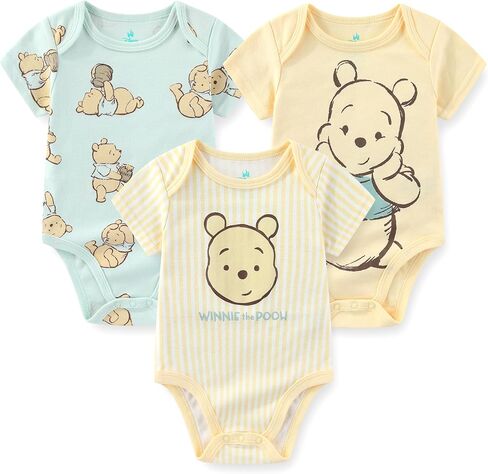Disney Winnie the Pooh Baby Boys 3 Pack Bodysuit Creeper for Newborn and Infant in Saudi Arabia
