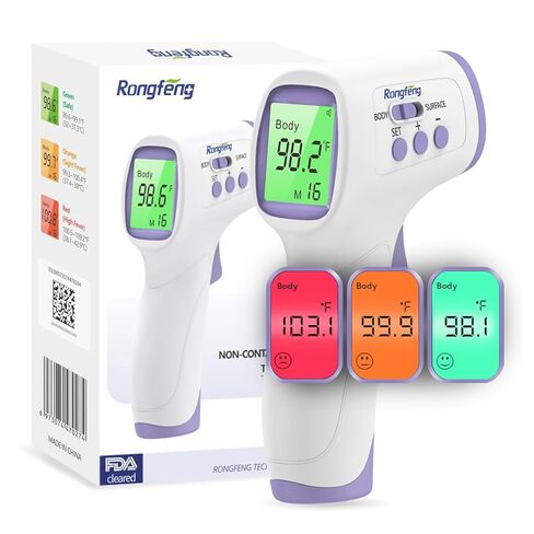 No-Touch Forehead Thermometer for Adults and Kids, Digital Thermometers with Fever Alarm, 3 Backlit and 32 Memories Fast Accurate Results, Easy for All Ages, Basal Thermometer in Kuwait