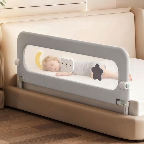 Bed Rail for Toddlers, Foldable Baby Bed Rail Guard, Adjustable, Safety, Convenient, Guard Rails with Twin, Full, Queen& King Size (Pink Patchwork, 71inch) in Saudi Arabia