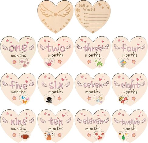 7pcs Baby Monthly Milestone Board Set with Hello World Sign & First Holiday Board, Wooden Baby Milestone Markers 1-12 Months, Newborn Photo Prop, Baby Announcement Sign for Boy Girl Shower Gift in Kuwait