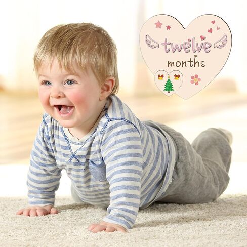 7pcs Baby Monthly Milestone Board Set with Hello World Sign & First Holiday Board, Wooden Baby Milestone Markers 1-12 Months, Newborn Photo Prop, Baby Announcement Sign for Boy Girl Shower Gift in Kuwait