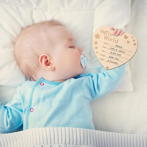 7pcs Baby Monthly Milestone Board Set with Hello World Sign & First Holiday Board, Wooden Baby Milestone Markers 1-12 Months, Newborn Photo Prop, Baby Announcement Sign for Boy Girl Shower Gift in Kuwait