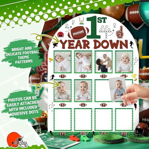 Capoda Football My First Year Photo Board with Stand, 17 x 24 Inch, Wooden Football Baby Monthly Picture Display Board 12 Months Milestone Keepsake for Newborn Baby Shower First Year Memory Gifts in Kuwait