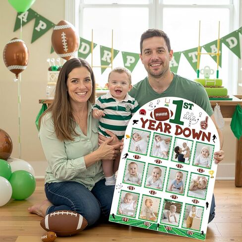 Capoda Football My First Year Photo Board with Stand, 17 x 24 Inch, Wooden Football Baby Monthly Picture Display Board 12 Months Milestone Keepsake for Newborn Baby Shower First Year Memory Gifts in Kuwait