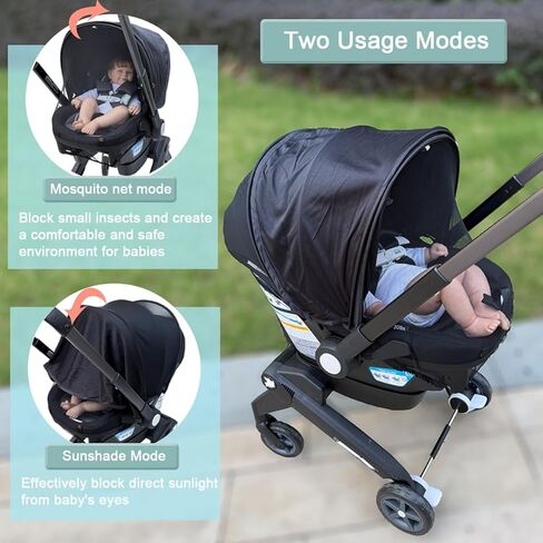 Stroller Mosquito Net with Adjustable Sunshade, Compatible with Evenflo Shyft DualRide, 2-in-1 Breathable Mesh Bug Cover & Sun Protection Canopy, Wind Protection, Anti-Collapse Arch in Kuwait