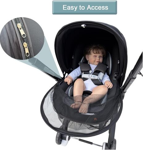 Stroller Mosquito Net with Adjustable Sunshade, Compatible with Evenflo Shyft DualRide, 2-in-1 Breathable Mesh Bug Cover & Sun Protection Canopy, Wind Protection, Anti-Collapse Arch in Kuwait