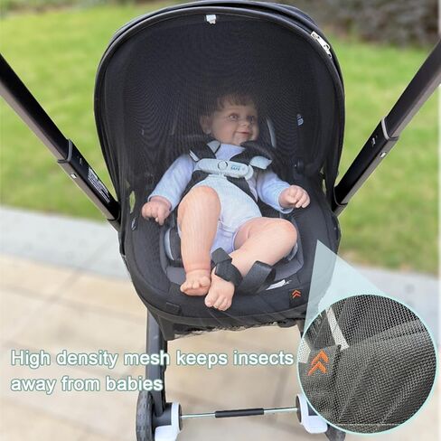 Stroller Mosquito Net with Adjustable Sunshade, Compatible with Evenflo Shyft DualRide, 2-in-1 Breathable Mesh Bug Cover & Sun Protection Canopy, Wind Protection, Anti-Collapse Arch in Kuwait