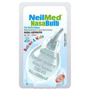 NeilMed NasaBulb شفاطة الأنف للأطفال والرضع، طرف سيليكون ناعم، تصميم شفاف، خالي من مادة BPA واللاتكس، حجم كبير قابل للتعقيم، 100 مل in Kuwait