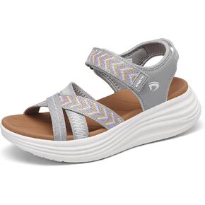 Dannto Women's Comfortable Walking Sandals with Arch Support Elastic Strap Cushioned Midsole Platform for Casual Summer Fashion Sandal in Kuwait
