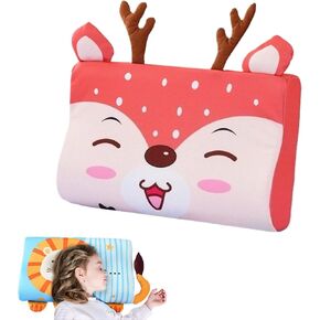 Slumberkiddies Calmly® - وسادة أطفال باردة للنوم، وسادة إسفنجية مريحة لدعم الرقبة مع تصميمات حيوانات ناعمة للأولاد والبنات (أسد، قطعة واحدة - 45 * 27 * 6) in Kuwait