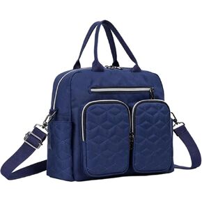 Blue Diaper Bag, Crossbody Mommy Bag with Embroidery, 13 X 11 X 1.2 in / 33 X 28 X 3 Cm, Lightweight Polyester with Dual Pockets, Handbag in Kuwait