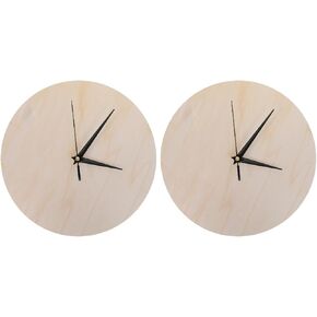 ibasenice 2Pcs Wooden Clock Blank 11.02 Inch Round DIY Wall Clock Face Kit with Paintable Dial Plate and Pointer for Crafting Educational Projects and Home Decor in Kuwait