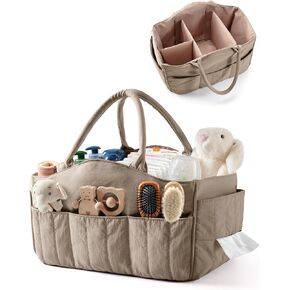 Marscamd Quilted Baby Diaper Caddy with Detachable Divider and Wipes Pocket | Lightweight Baby Caddy Organizer with Handles and 8 Pockets for Baby Stuff, Dusty Blue in Saudi Arabia