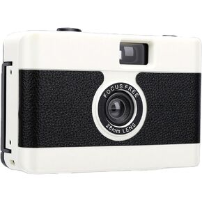35mm Film Camera Retro Vintage, Built in Flash, Reusable 35MM Camera for Photography Enthusiasts, 28mm f/8 Lens Manual Focus, 1/120s Shutter Speed (White) in Kuwait