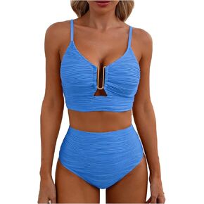 Lmdudan Womens High Waisted Textured Bikini Sets 2 Piece U-Wire Cutout Swimsuit 2026 Summer Beach Swim Bathing Suit in Kuwait
